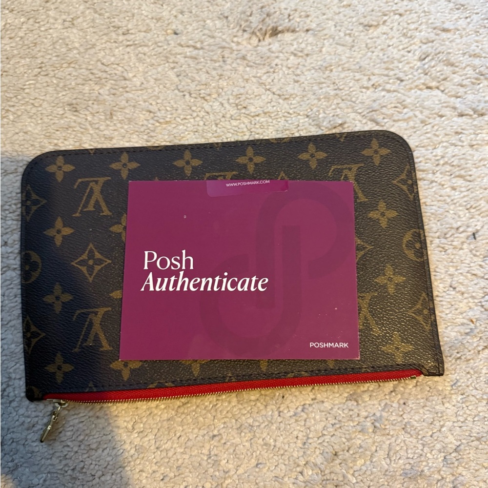 Louis Vuitton Brown and Tan Monogram Clutch